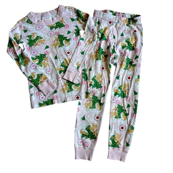 Hanna Andersson Organic Pajama Set Holiday Deer Penguin Print Size 110 US 5 - Picture 1 of 7